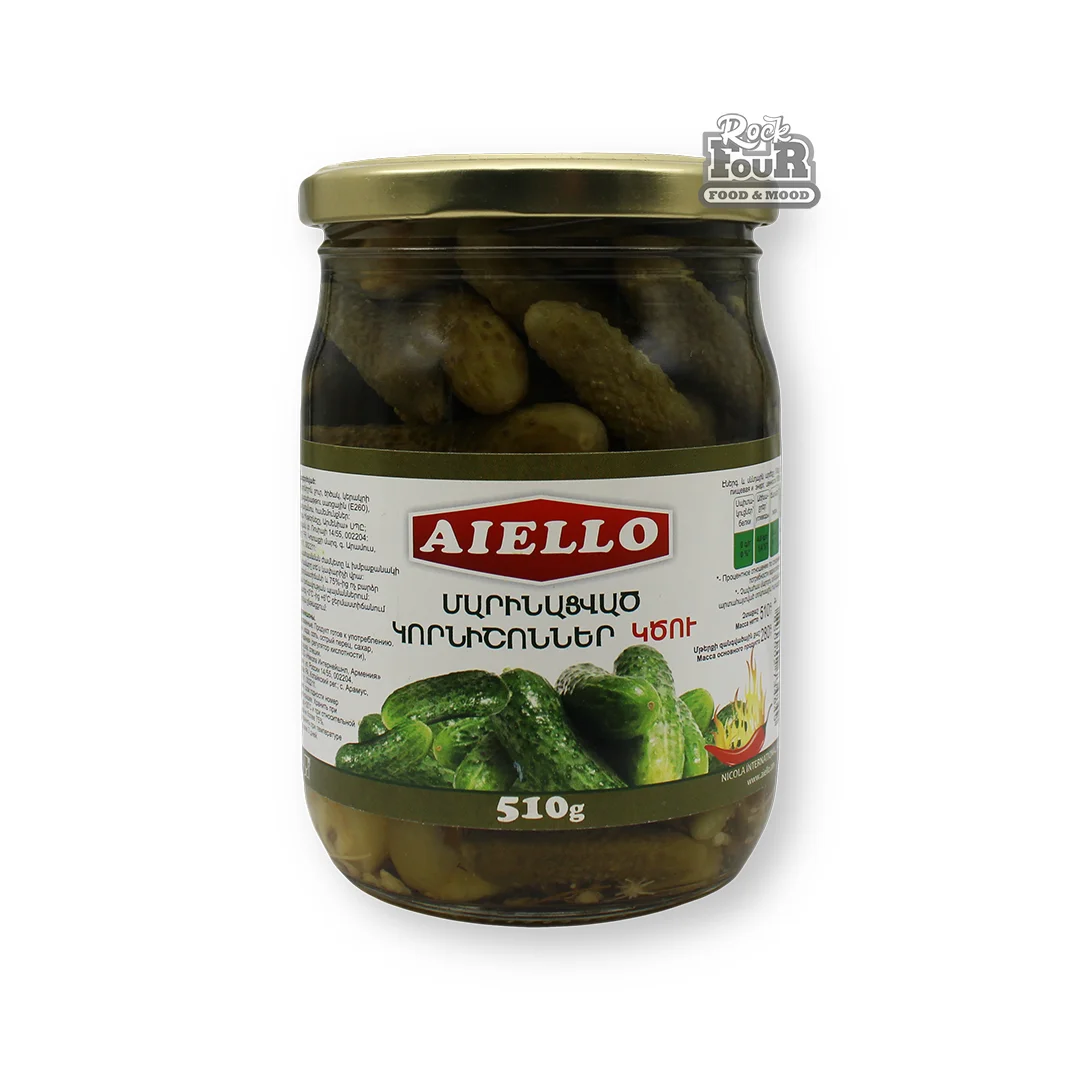 Pickled gherkins "AIELLO" spicy 510g